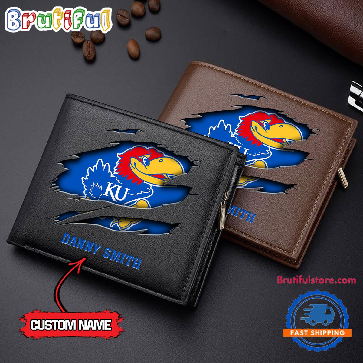 NCAA Kansas Jayhawks Sporty Custom Men’s Leather Wallet