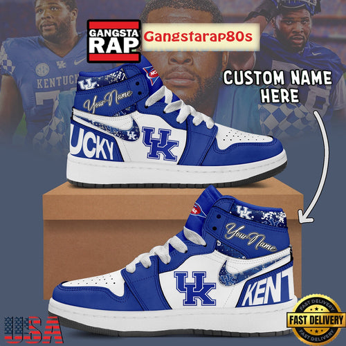 NCAA Kentucky Wildcats Custom Name Air Jordan 1 Shoes Running Sneakers