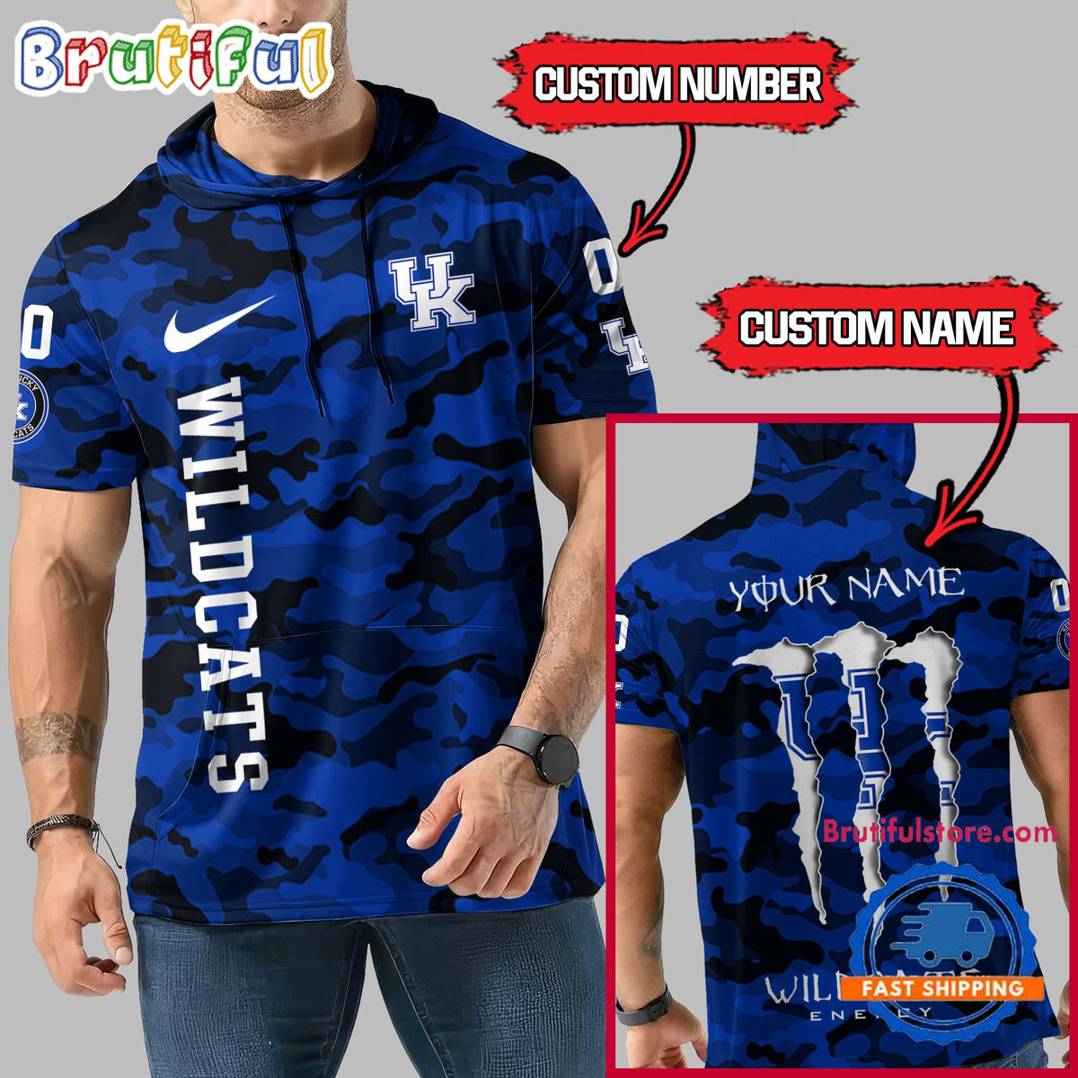 NCAA Kentucky Wildcats Special Camo Sleeveless Hoodie Design