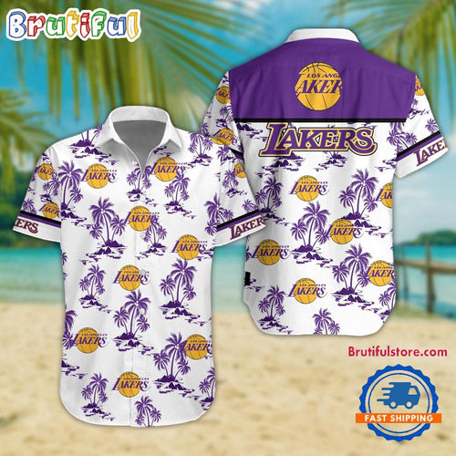 NCAA Los Angeles Lakers Sporty Aloha Summer Hawaiian Shirt