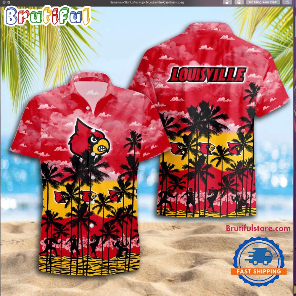 NCAA Louisville Cardinals Palm Tree Hawaiian Shirt