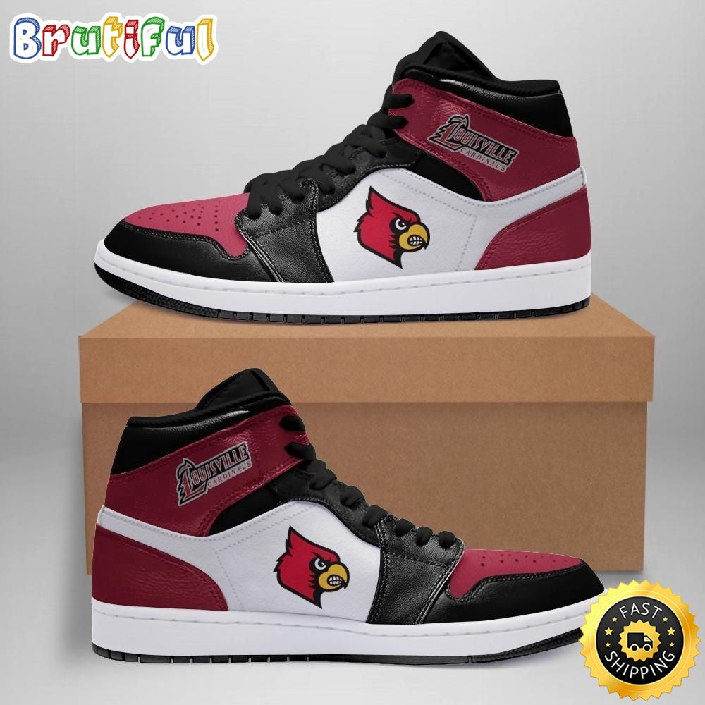 NCAA Louisville Cardinals Red Black Air Jordan 1 High Sneakers Stylish Air Jordan 1 Series