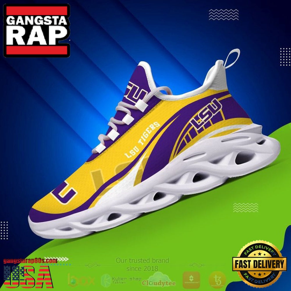 NCAA Lsu Tigers And Lady Tigers Football Clunky Unique Design Max Soul Shoes Running Sneakers
