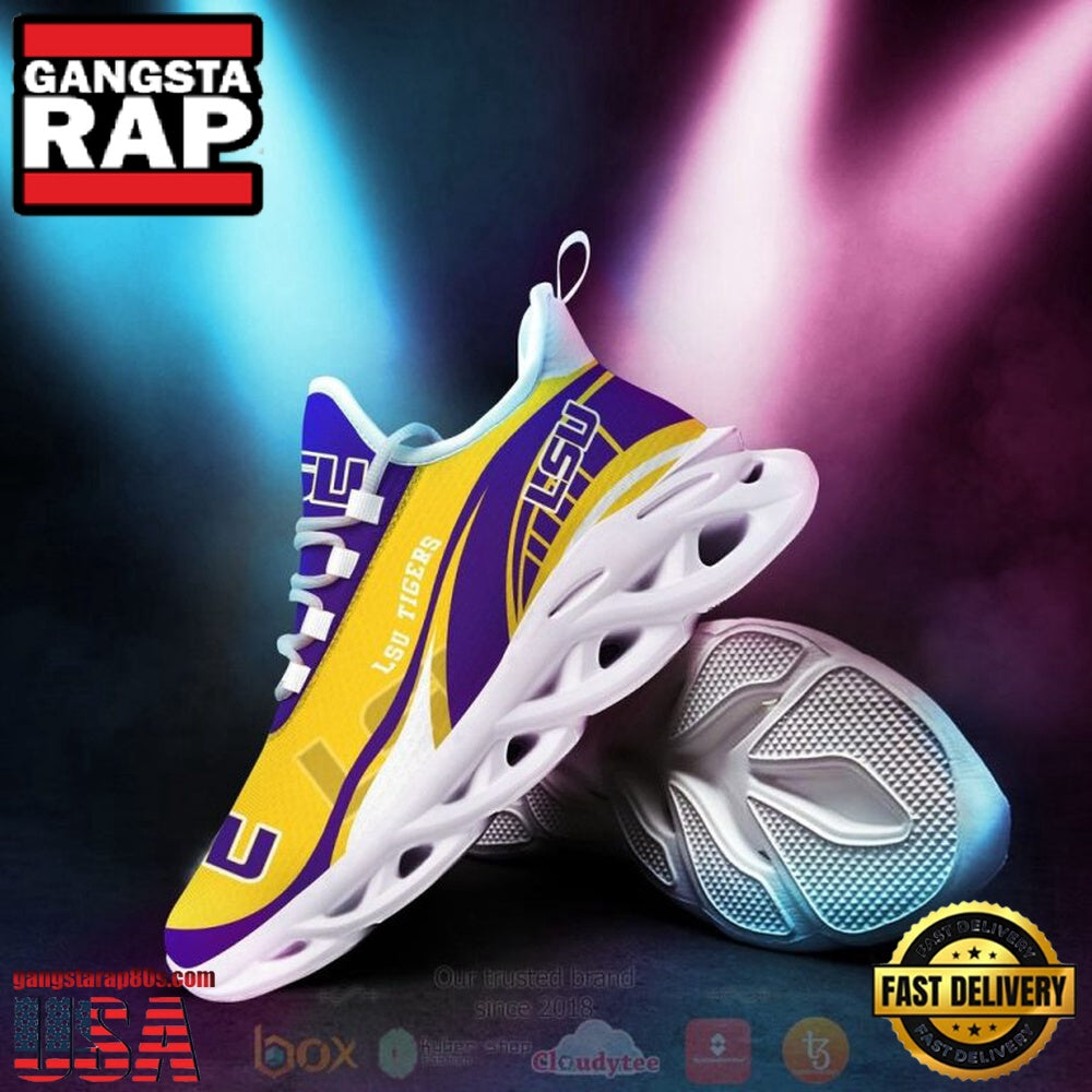 NCAA Lsu Tigers And Lady Tigers Football Clunky Unique Design Max Soul Shoes Running Sneakers