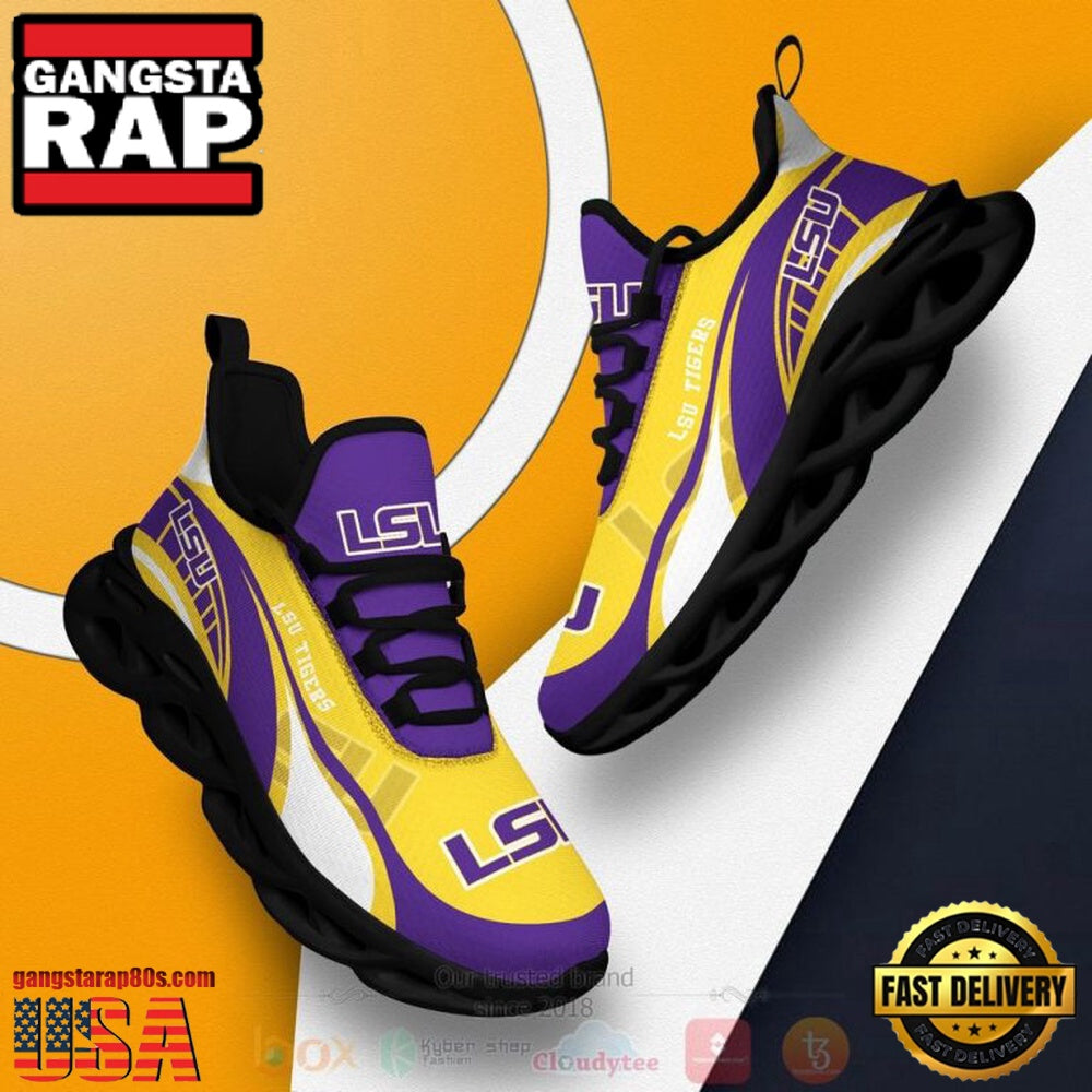 NCAA Lsu Tigers And Lady Tigers Football Clunky Unique Design Max Soul Shoes Running Sneakers