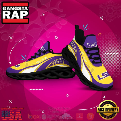 NCAA Lsu Tigers And Lady Tigers Football Clunky Unique Design Max Soul Shoes Running Sneakers