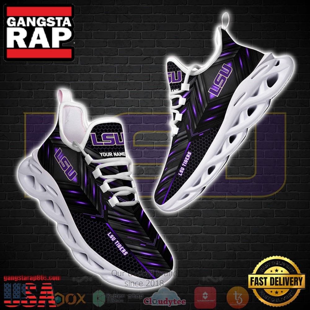 NCAA Lsu Tigers Custom Name Clunky Unique Design Max Soul Shoes Running Sneakers