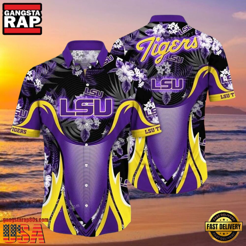NCAA Lsu Tigers Flower Hawaiian Shirt 3D Shirt, Lsu Tigers Football Fathers Day Gifts