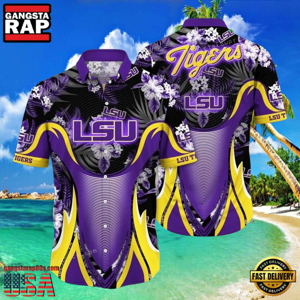 NCAA Lsu Tigers Flower Hawaiian Shirt 3D Shirt, Lsu Tigers Football Fathers Day Gifts