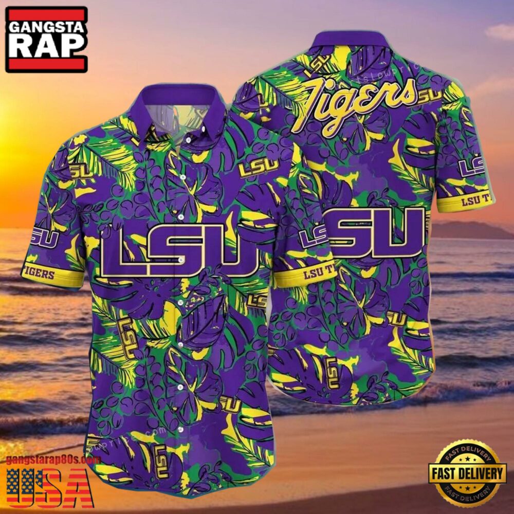 NCAA Lsu Tigers Flower Hawaiian Shirt Outfit 3D Shirt, Lsu Tigers Football Gifts For Him