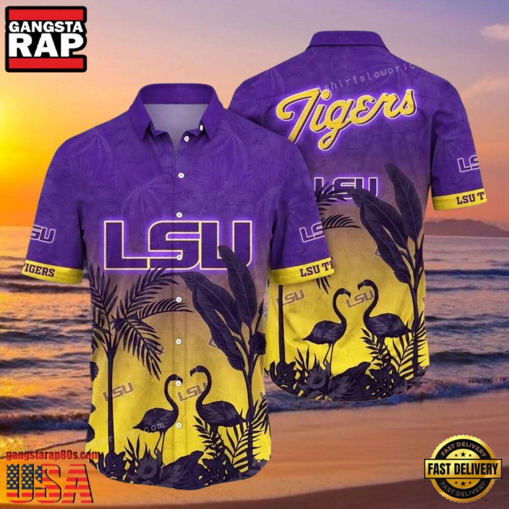NCAA Lsu Tigers Flower Hawaiian Shirt Outfit 3D Shirt, Lsu Tigers Football Gifts For Men