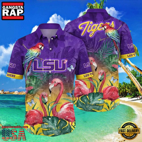 NCAA Lsu Tigers Flower Hawaiian Shirt Outfit 3D Shirt, Lsu Tigers Football Gifts