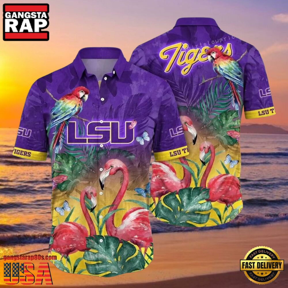 NCAA Lsu Tigers Flower Hawaiian Shirt Outfit 3D Shirt, Lsu Tigers Football Gifts