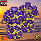 NCAA Lsu Tigers Flower Hawaiian Shirt Outfit 3D Shirt, Lsu Tigers Gifts For Men Women