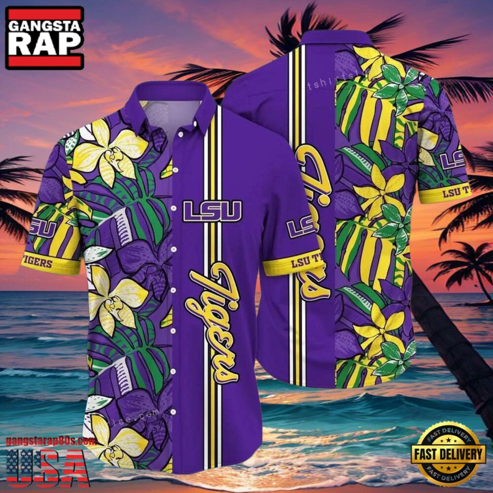 NCAA Lsu Tigers Flower Hawaiian Shirt Outfit 3D Shirt, Lsu Tigers Gifts
