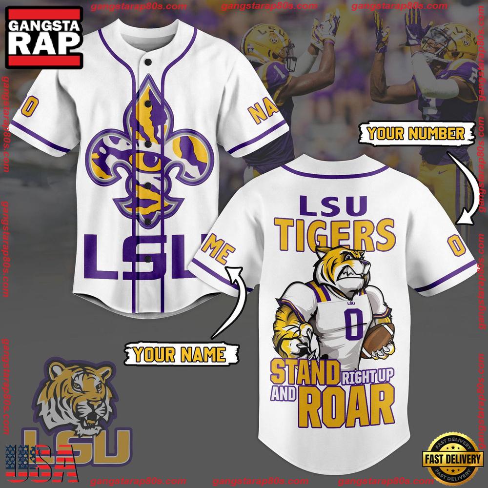 NCAA Custom Name LSU Tigers Football Mascot Ready To Fight New Design Baseball Jersey