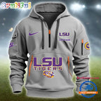 NCAA LSU Tigers Heavy Hoodie, Sporty Quarter Zip Hoodie