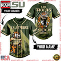 NCAA Custom Name LSU Tigers Salute To Service New Design Baseball Jersey