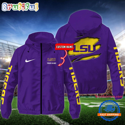 NCAA LSU Tigers Special Football Logo Team Design Windbreaker Outdoor Jacket