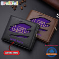 NCAA LSU Tigers Sporty Custom Men’s Leather Wallet