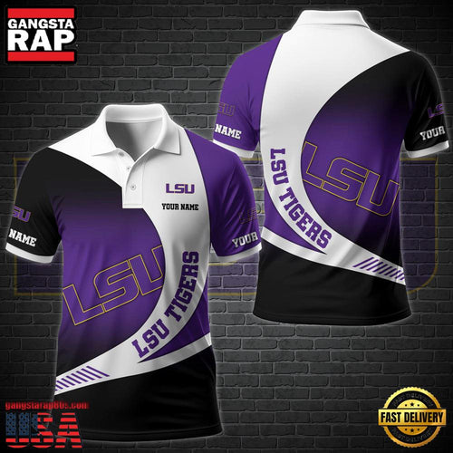 Custom Name NCAA LSU Tigers Team Polo Shirt