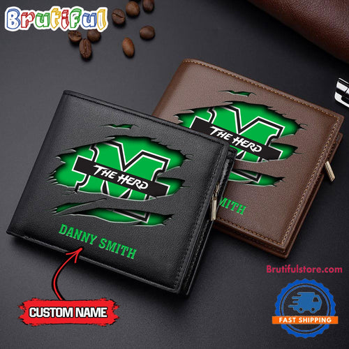 NCAA Marshall Thundering Herd Sporty Custom Men’s Leather Wallet