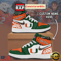NCAA Miami Hurricanes Custom Name Air Jordan 1 Shoes Running Sneakers