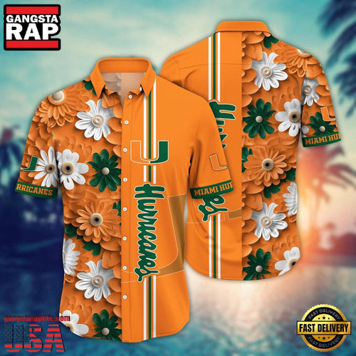 NCAA Miami Hurricanes Flower Style Hot Summer Aloha Hawaiian Shirt