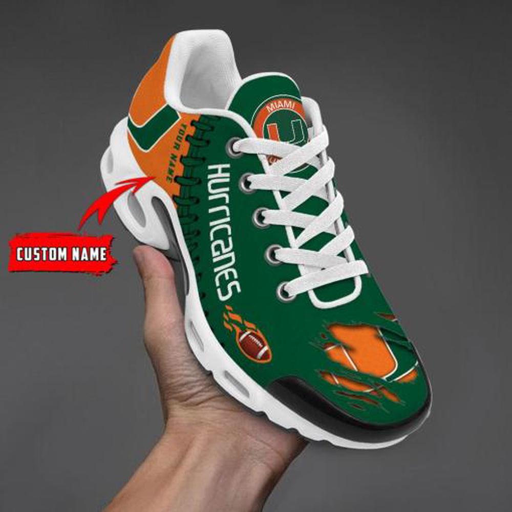 NCAA Miami Hurricanes Football Custom New Design Air Max Plus Shoes Running Sneakers