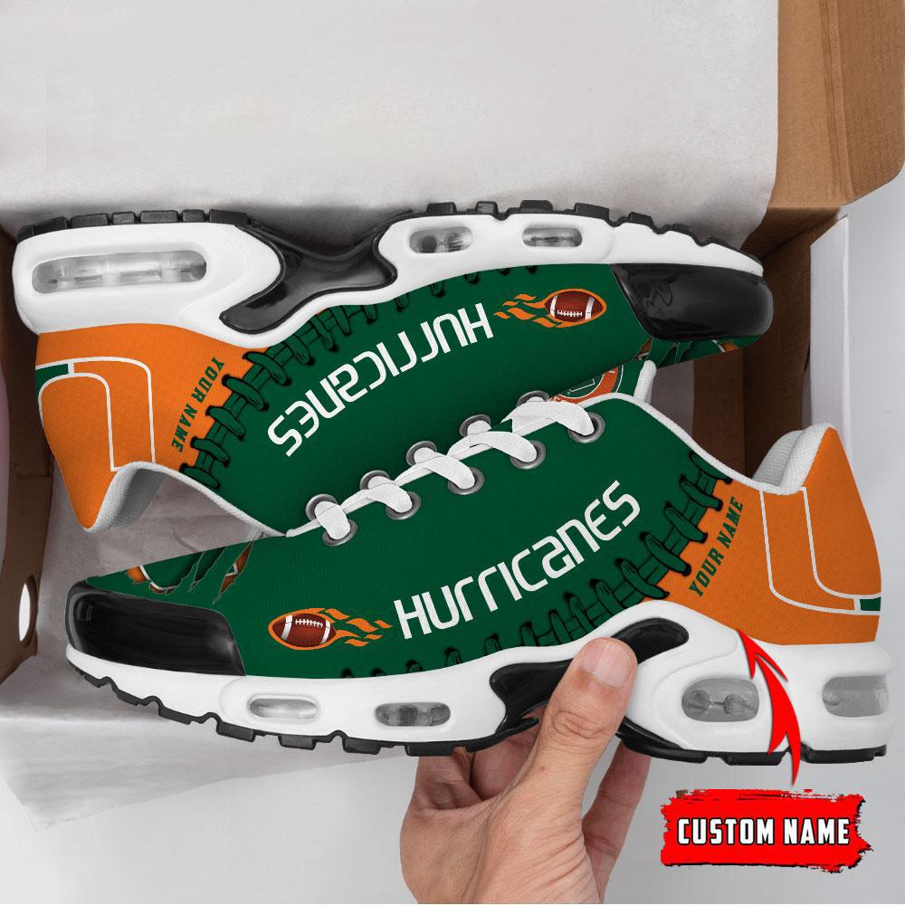 NCAA Miami Hurricanes Football Custom New Design Air Max Plus Shoes Running Sneakers