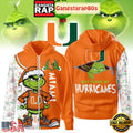 NCAA Miami Hurricanes Funny Grinch Football 2025-2026 Zip Hoodie Shirt