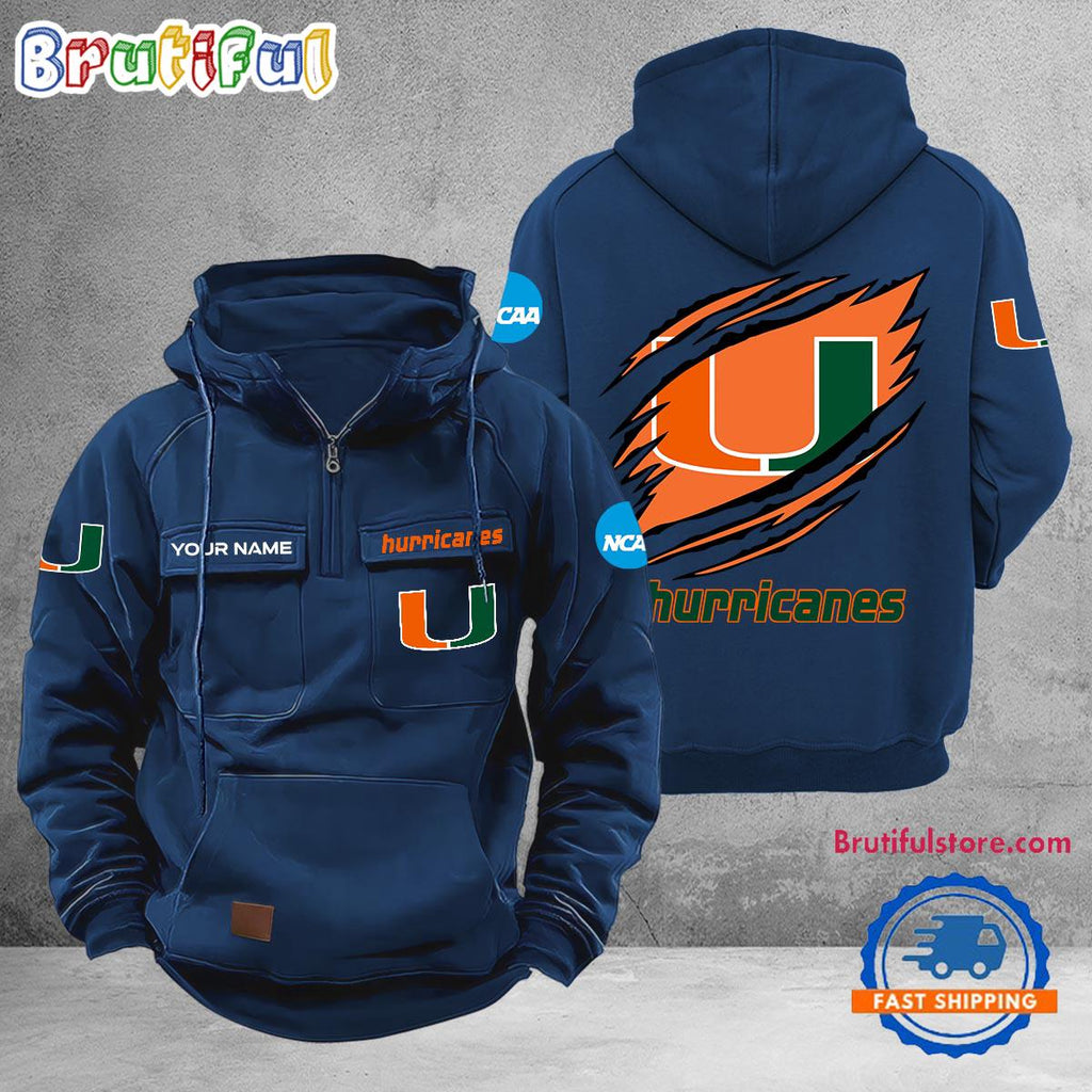 NCAA Miami Hurricanes Sport Team Design Logo Name Cargo Hoodie