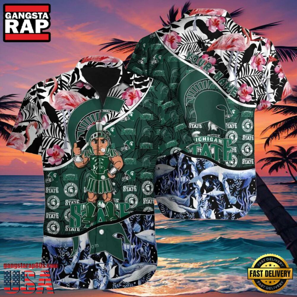 NCAA Michigan State Spartans Hawaiian Shirt 3D Print Personalized Cheap Button Up Hawaiian Shirt