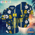 NCAA Michigan Wolverines Flower Summer Aloha Button Hawaiian Shirt