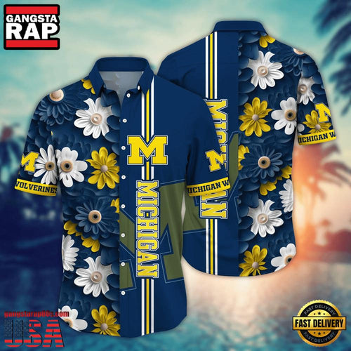 NCAA Michigan Wolverines Flower Style Hot Summer Aloha Hawaiian Shirt