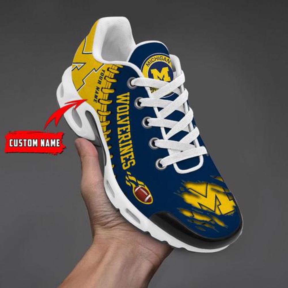 NCAA Michigan Wolverines Football Custom New Design Air Max Plus Shoes Running Sneakers