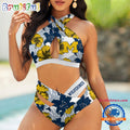 NCAA Michigan Wolverines Hawaiian Pattern Summer Beach Women’s Bikini Set