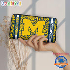 NCAA Michigan Wolverines Leopard Women’s Zip Around Wallet, Sporty Women’s Wallet