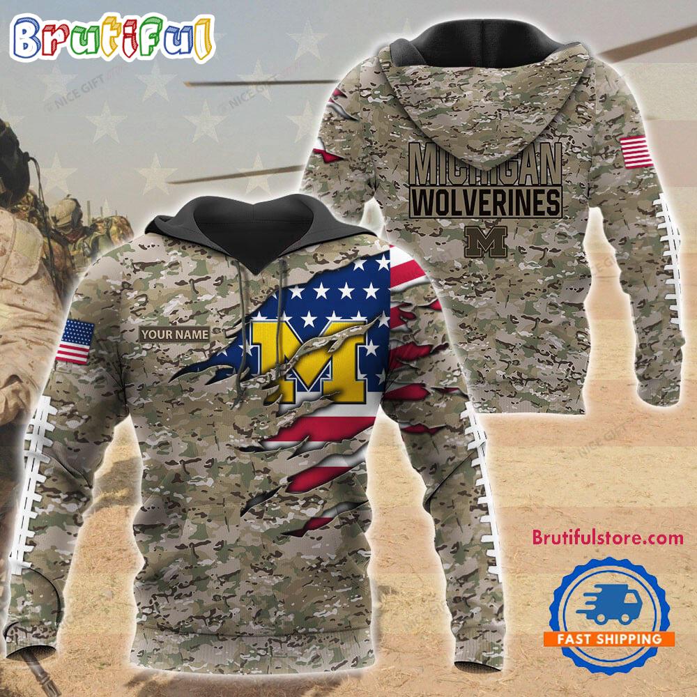 NCAA Michigan Wolverines Military Veterans Camouflage Hoodie