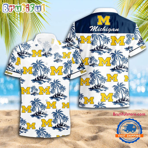NCAA Michigan Wolverines Sporty Aloha Summer Hawaiian Shirt