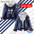 NCAA Michigan Wolverines Team Logo Sport Design Hooded Denim Jacket