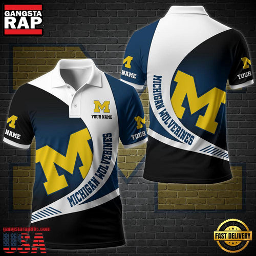 Custom Name NCAA Michigan Wolverines Team Polo Shirt