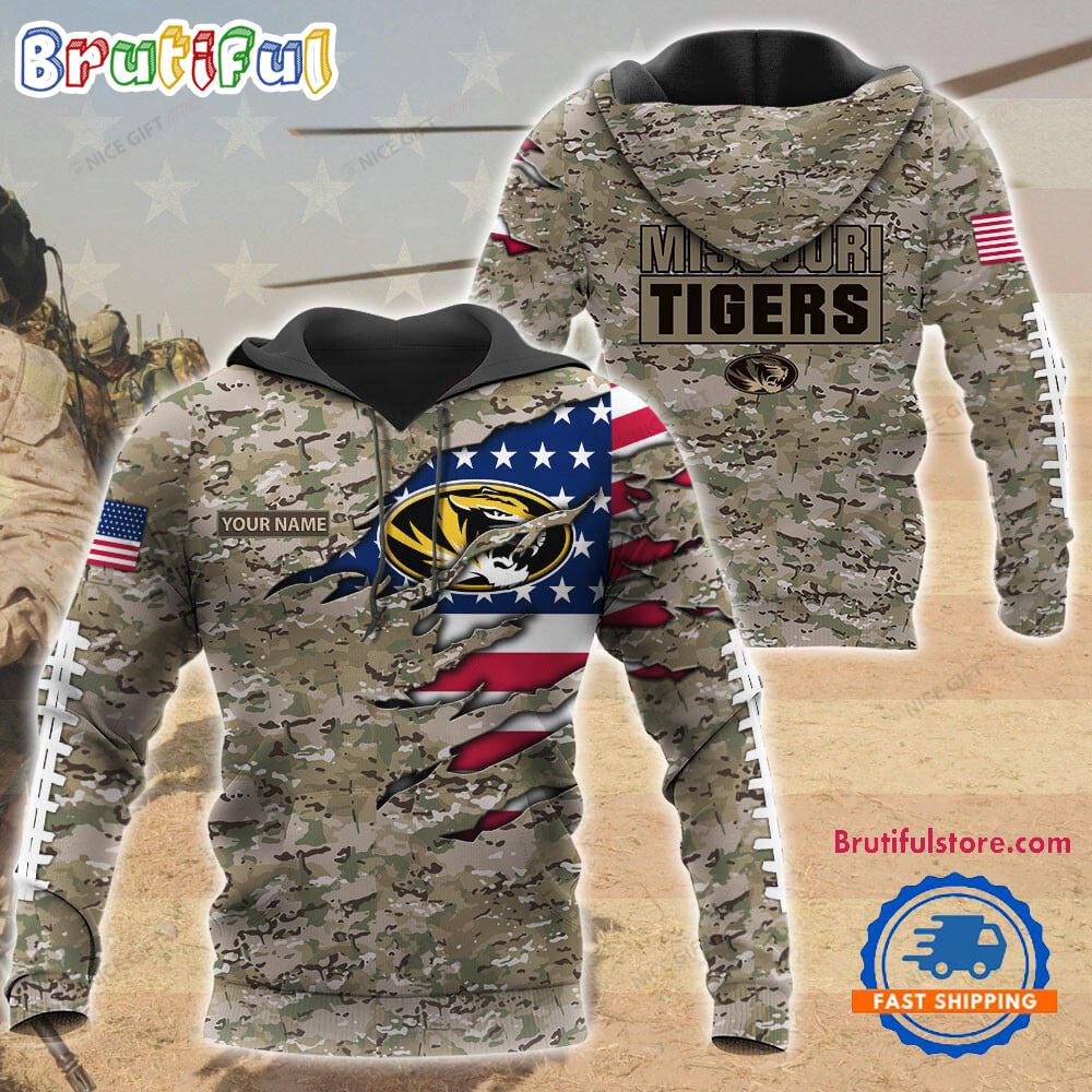 NCAA Missouri Tigers Military Veterans Camouflage Hoodie