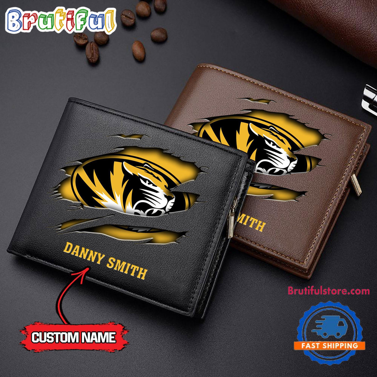 NCAA Missouri Tigers Sporty Custom Men’s Leather Wallet