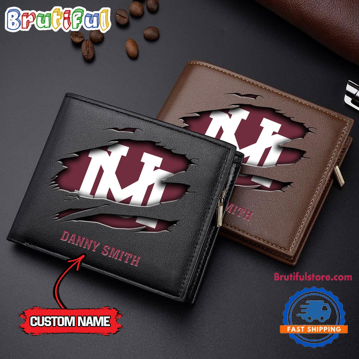 NCAA Montana Grizzlies Sporty Custom Men’s Leather Wallet