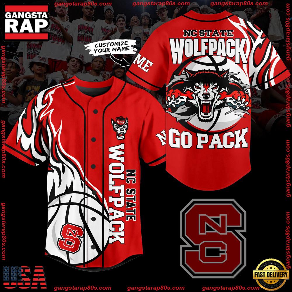 NCAA Custom Name NC State Wolfpack Football Mascot Ready To Fight New Design Baseball Jersey