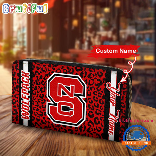 NCAA NC State Wolfpack Leopard Women’s Zip Around Wallet, Sporty Women’s Wallet