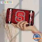 NCAA NC State Wolfpack Leopard Women’s Zip Around Wallet, Sporty Women’s Wallet