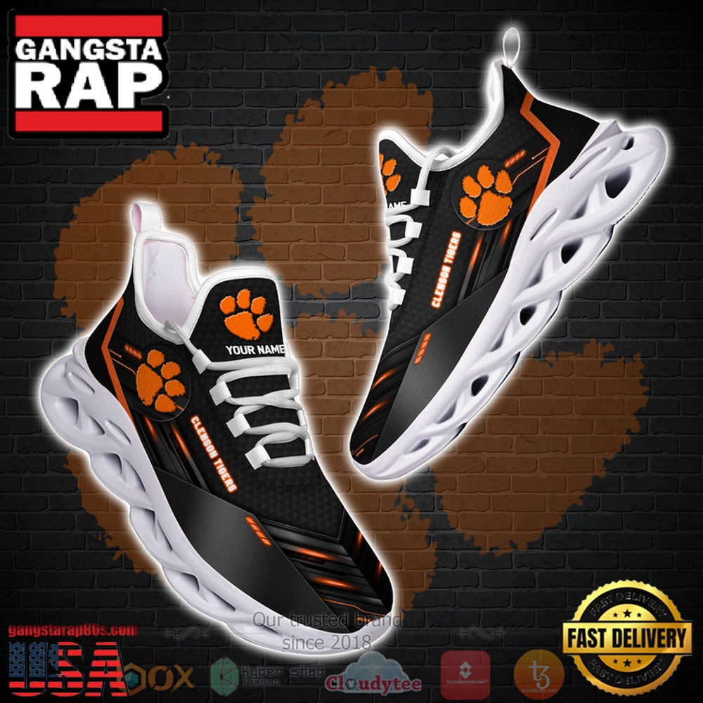 NCAA Ncaa Clemson Tigers Custom Name Clunky Unique Design Max Soul Shoes Running Sneakers