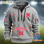 NCAA Nebraska Cornhuskers Heavy Hoodie, Sporty Quarter Zip Hoodie